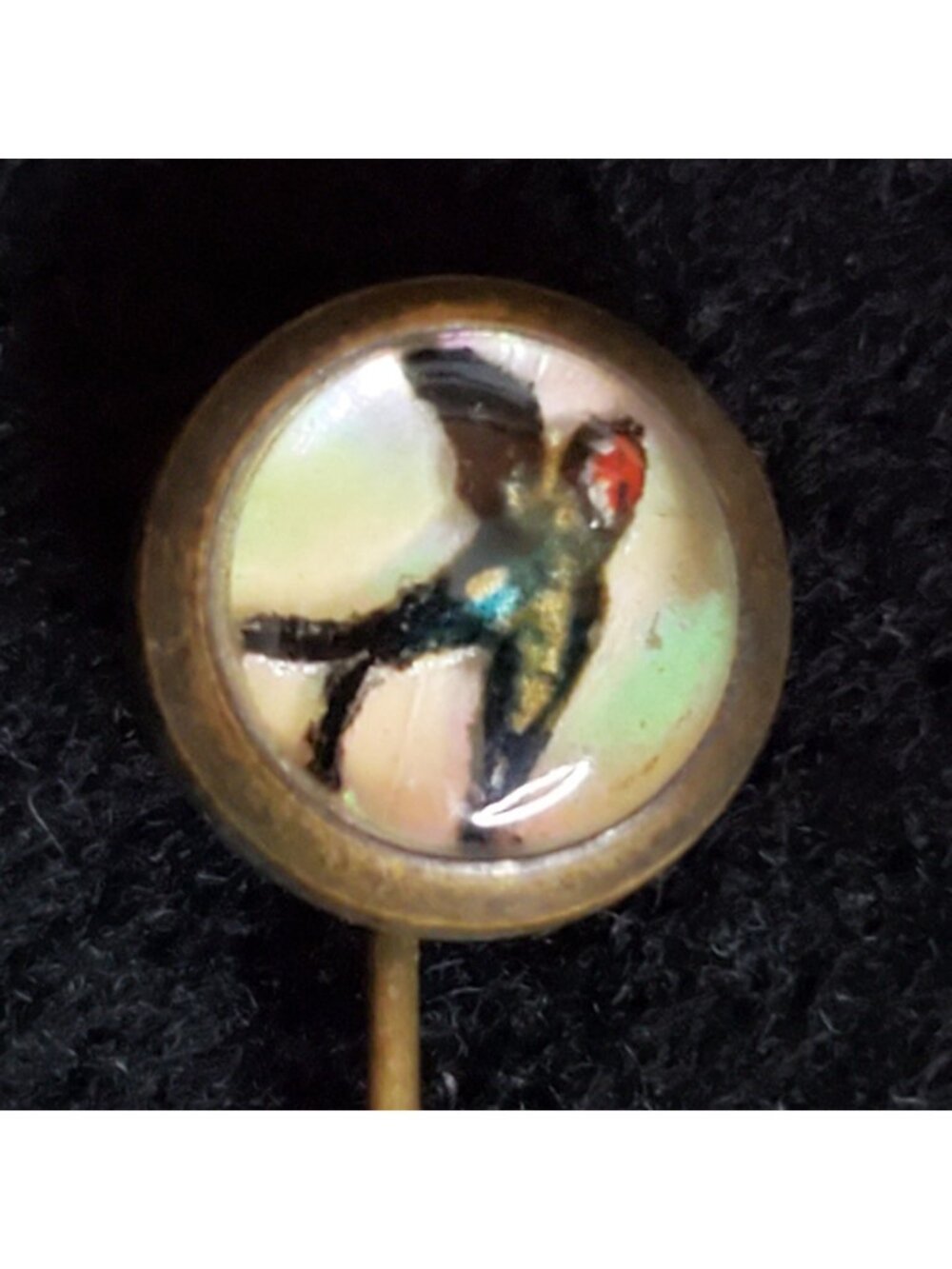 Vintage Stick Pin Bird Reverse Intaglio Mother Of Pearl .5"